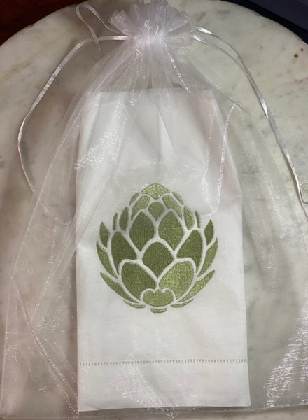 Artichoke tea or guest towel - sympol of hope, peace, and properity