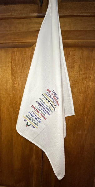 Sewanee 12 Days of Christmas Flour Sack Towel - gift for Sewanee lover