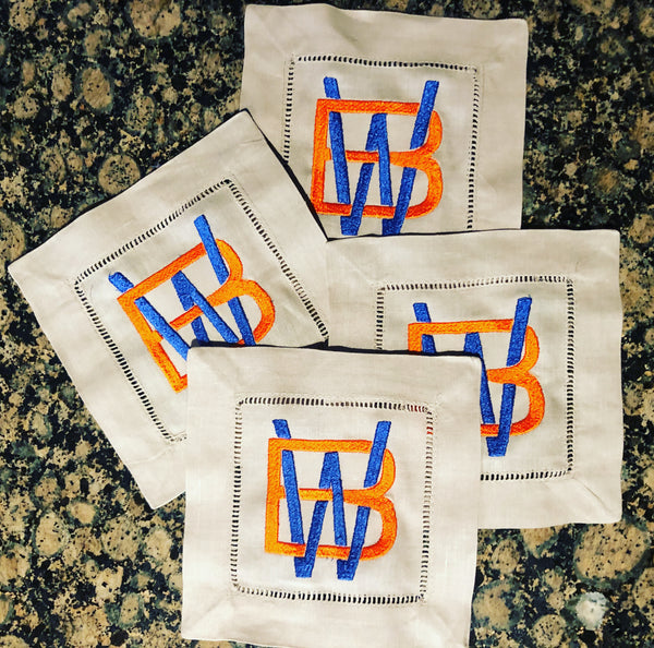 Hemstitched Cocktail Napkins - customized