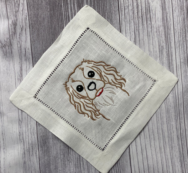 Cavalier King Charles Hemstitched Cocktail Napkins