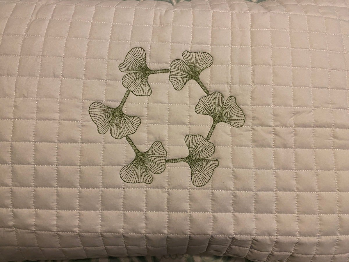 Ginkgo Leaf Embroidered Quilted Pillow Sham