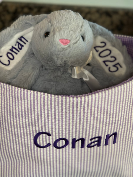 Seersucker personalized Easter Basket