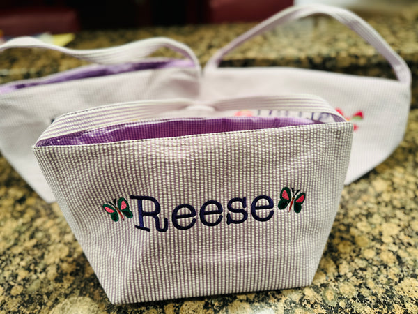 Seersucker personalized Easter Basket