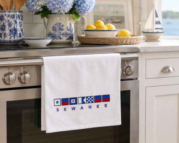 Sewanee Nautical Kitchen Towel | Embroidered Flour Sack Towel | Coastal Dorm Decor | Lake or Beach House hostess gift | Sewanee Alumni Gift