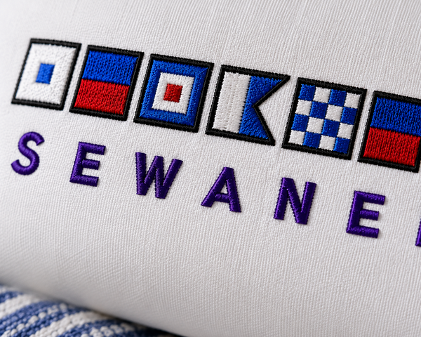 Sewanee Nautical Flag Pillow Cover | Embroidered Throw Pillow | Coastal Dorm Decor | Lake House Pillow | Sewanee Alumni Gift