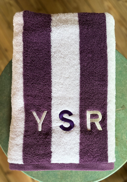 Sewanee YSR Embroidered Beach Towel - Purple & White