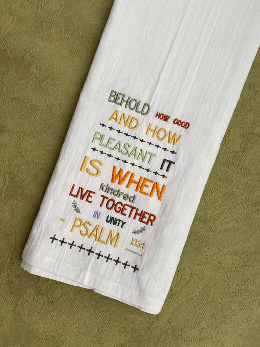 Sewanee EQB Psalm 133:1 Embroidered Flour Sack Towel