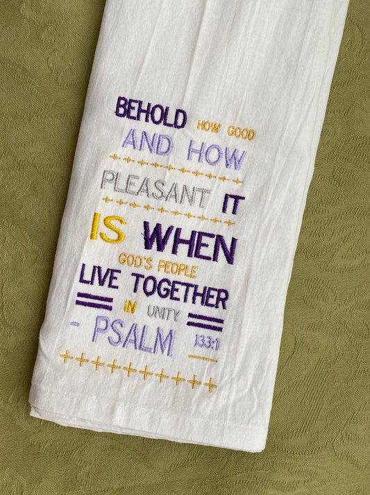 Sewanee EQB Psalm 133:1 Embroidered Flour Sack Towel