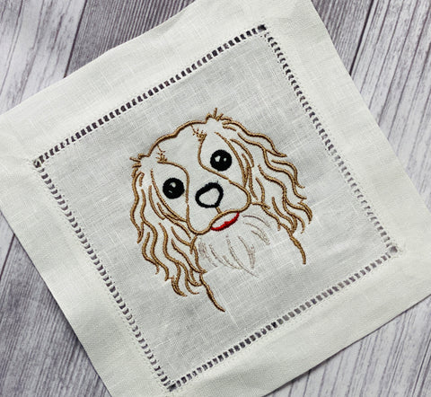 Pug Dog Hemstitched Cocktail Napkins