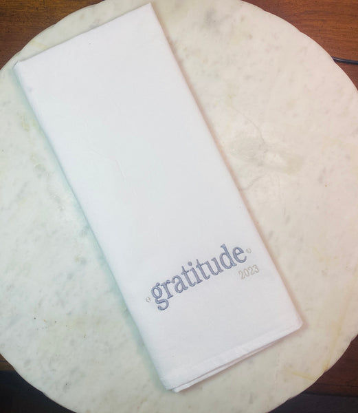 Word of the Year - keep it around - flour sack towel FOCUS CLARITY GRATITUDE and more