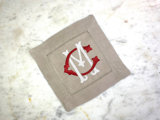 Personalized Interlocking Initial Cocktail Napkins - Set of 4
