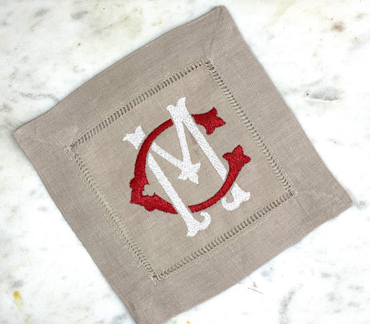 Personalized Interlocking Initial Cocktail Napkins - Set of 4